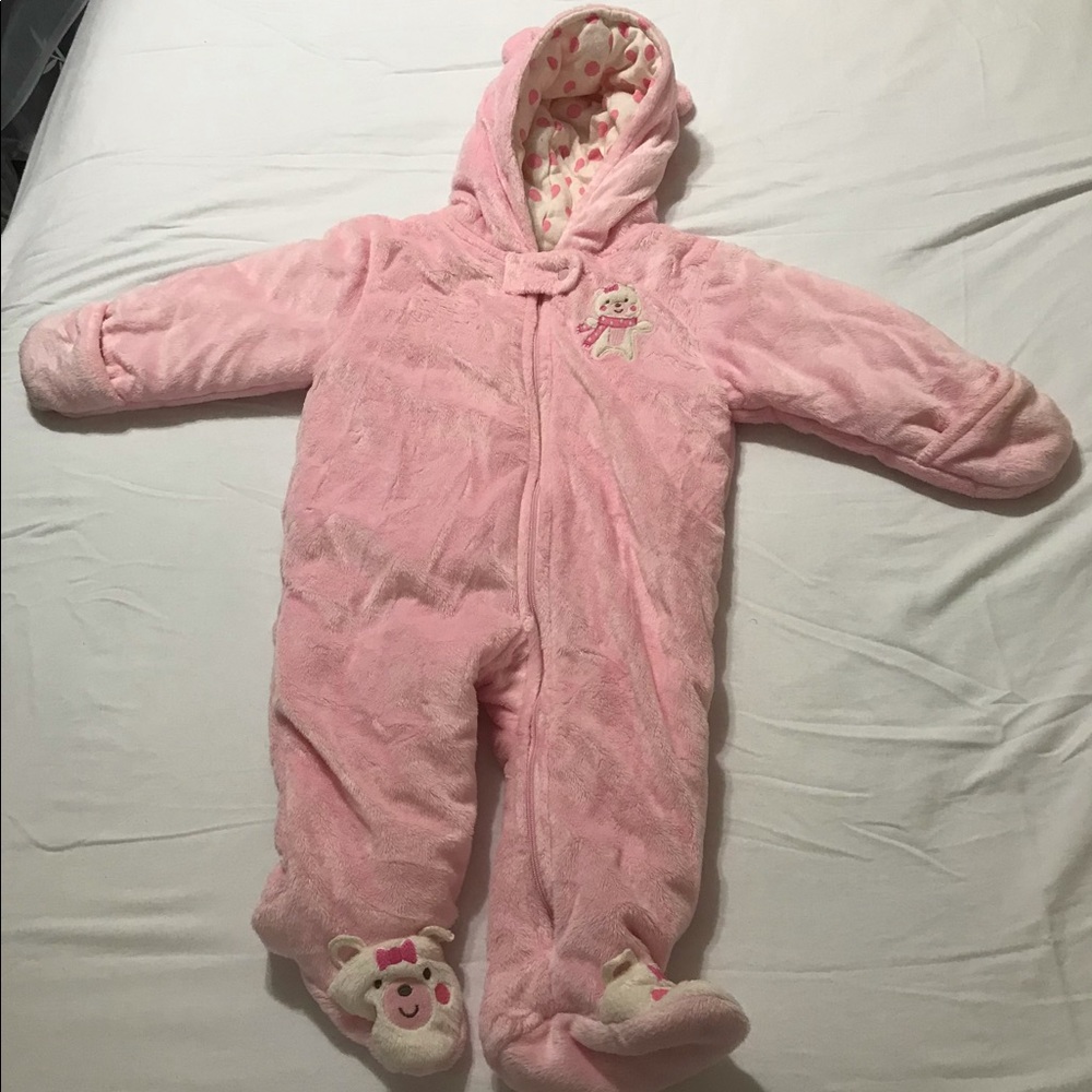 Baby Girl Just for You Pink Snowsuit, Size 9 Months in Perfect Condition